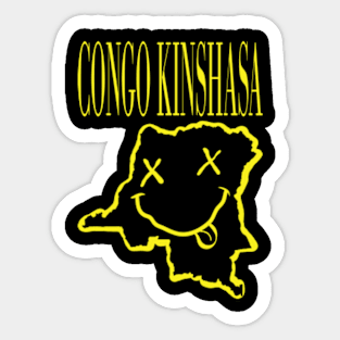 Vibrant Congo-Kinshasa x Eyes Happy Face: Unleash Your 90s Grunge Spirit! Sticker